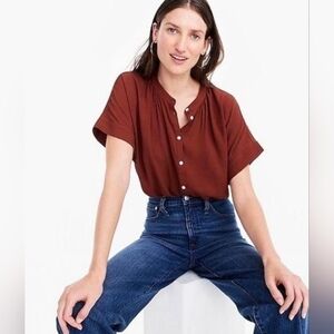 J. CREW Petite Point Sur Drapery Popover Shirt - Size Petite Small